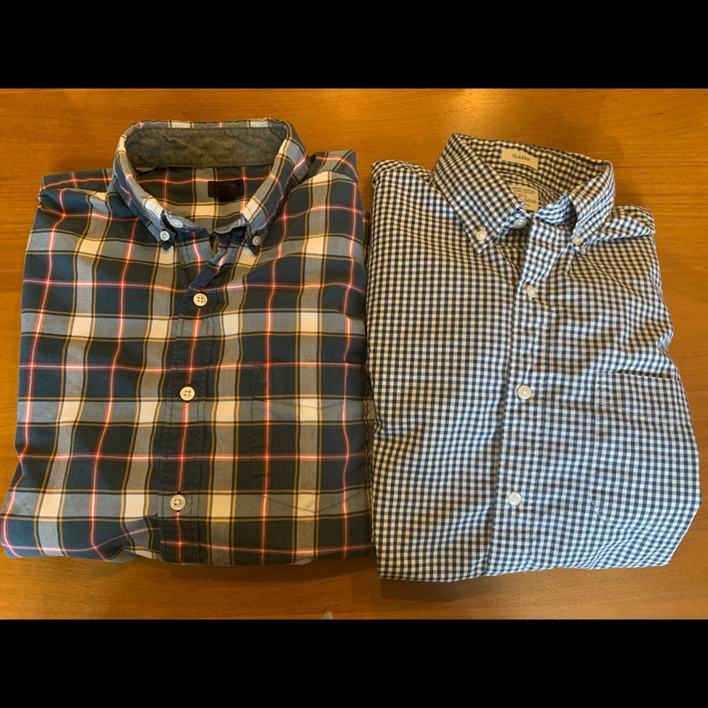 Lot of 2 J Crew secret wash plaid shirts size M